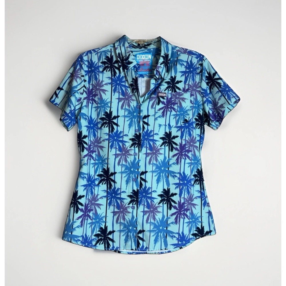 Dixxon Flannel Co Palisades Hawaiian Shirt Women's Size M Short Sleeve Palm Tree
